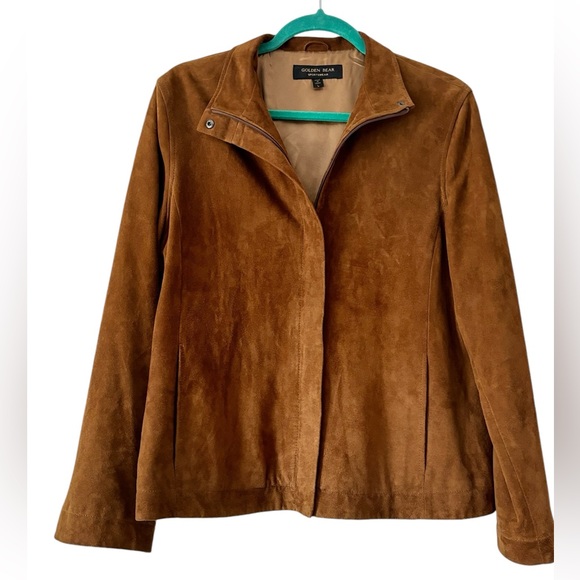 Golden Bear Sportswear Brown Genuine Leather Suede Convertible Collar Jacket - Picture 3 of 9